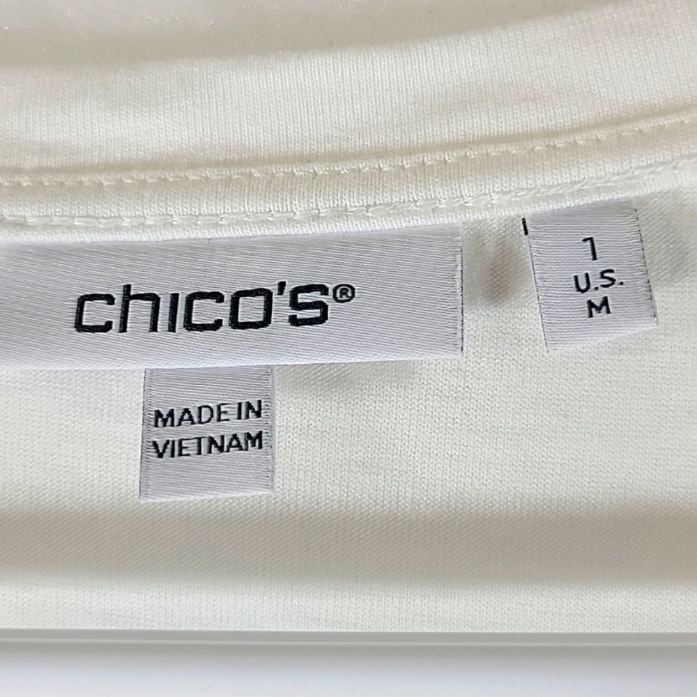 CHICO'S Floral 3/4 Sleeve Tee Size Chico's 1 - Picture 4 of 10